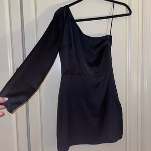 Satin Black Abercrombie One Shoulder